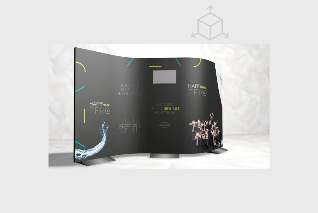 Happy Frizz Spa- Ideazione e simulazione 3D espositore per Fiera