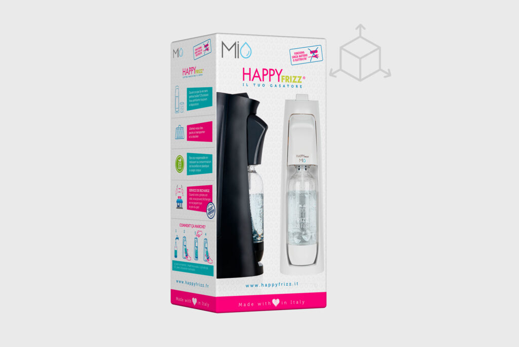 HappyFrizz Spa- ideazione e simulazione 3D packaging per GDO