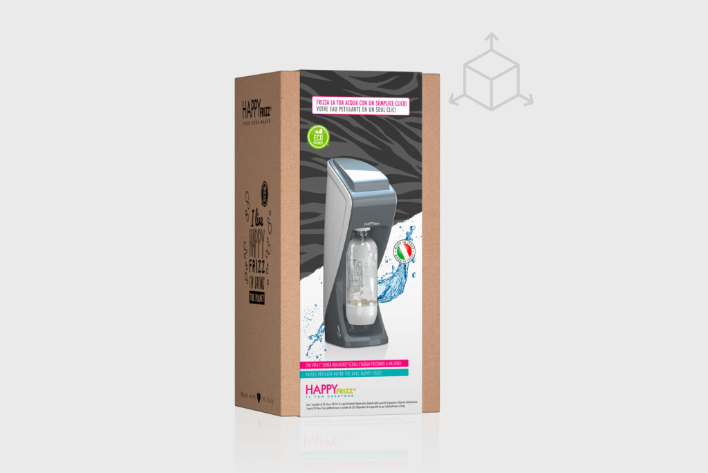 HappyFrizz Spa- ideazione e simulazione 3D packaging per GDO